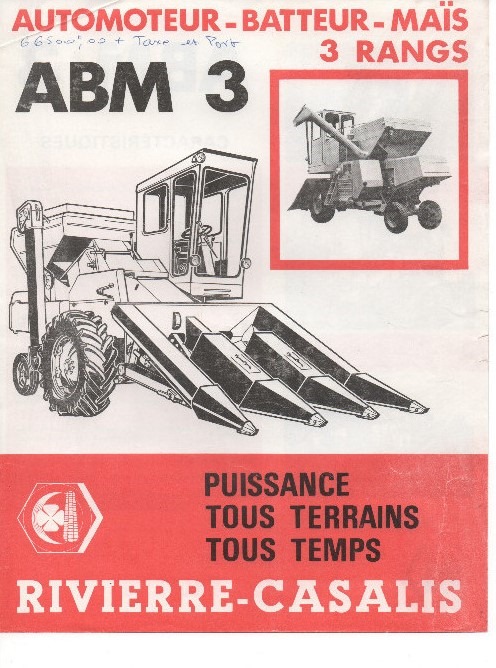 Prospectus Rivierre Casalis ABM : l'Automoteur Batteur Maïs