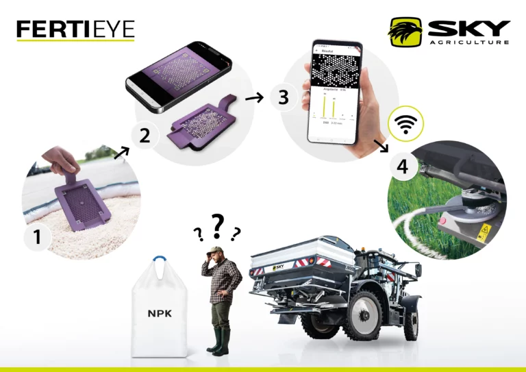 FertiEye utilise la reconnaissance d’image par intelligence artificielle. L’utilisateur photographie l’engrais, et la machine adapte automatiquement ses réglages aux caractéristiques du produit.