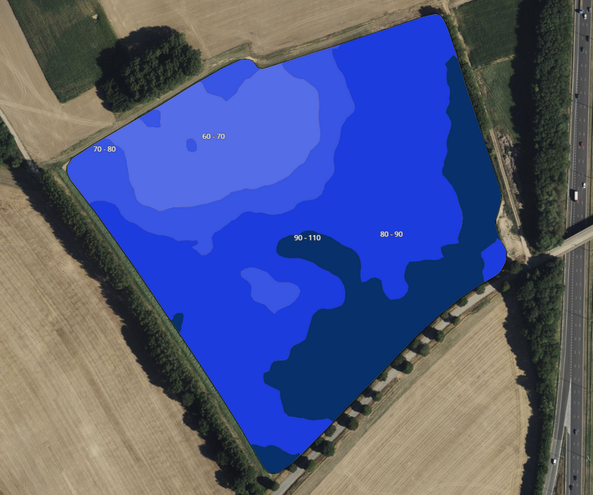 1. La plateforme Cropwise propose 27 cartes de sol détaillées. Différentes couleurs illustrent la variabilité au sein d’une parcelle.