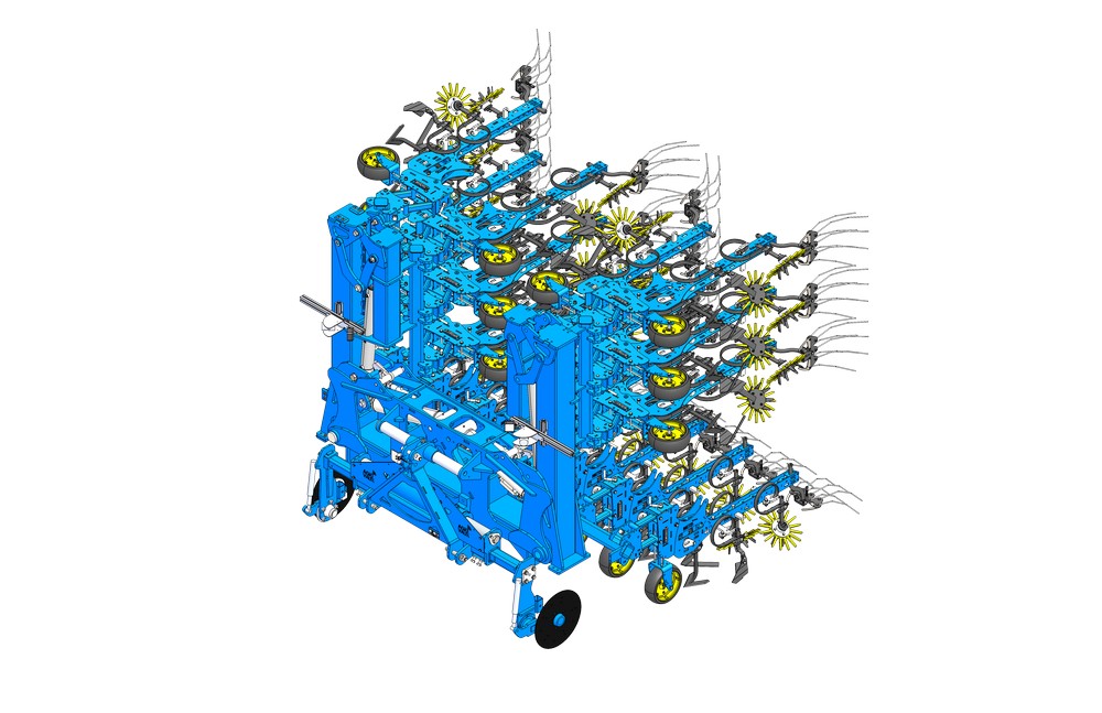 2. Agrivaux a développé une Metis modulaire adaptée au désherbage des semis en 18 rangs, mais aussi en 12 rangs.