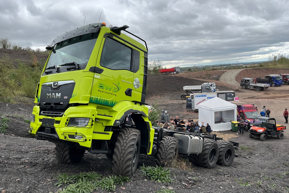 Dans sa configuration, ce camion Man peut gravir des pentes impressionnantes.